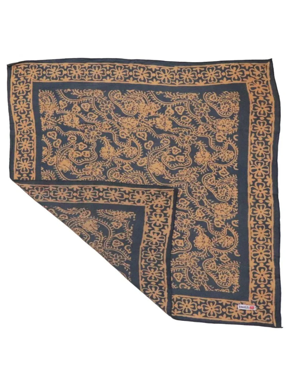 Batik Bandana, Grey Machete & Petals, Hand Dyed Cotton